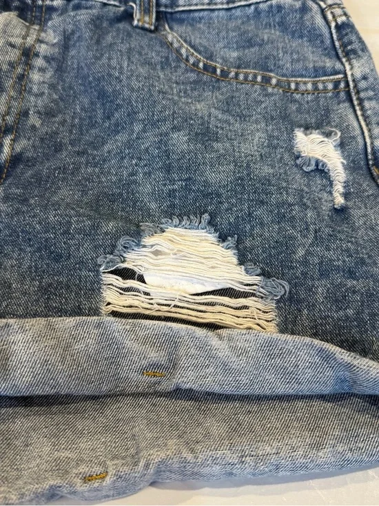 SHEIN Distressed Denim Shorts High Rise Cutoff Cuffed Blue L - Picture 4 of 5